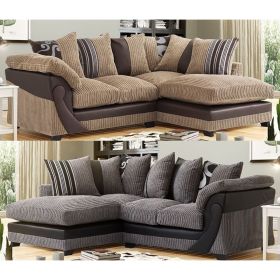 Illusion Cord Chenille & Faux Leather Corner Sofa