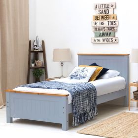 Rotherihe Grey Wooden Oak Effect Bed Frame With Mattress Options: 3 Sizes