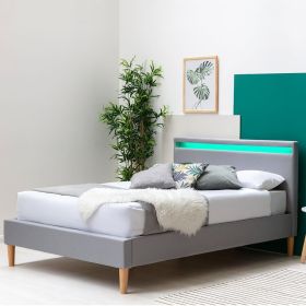Wantwert Led Grey Fabric Bed With Mattress Options - 4 Sizes