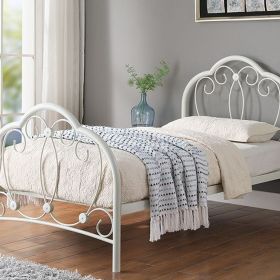 Whitby Classis Ornate Design White Metal with Mattress Options - 3 Sizes 