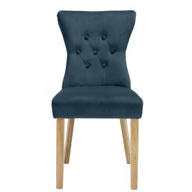 Naples Velvet Style Fabric Dining Chairs Set of 2 - Blue