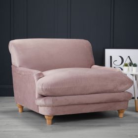 Plumpton Wooden Legs Upholstered Blush Fabric Armchair