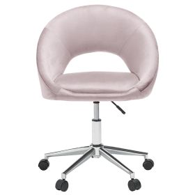 Skylar Velvet Chromed Legs Swivel Office Chair - Pink