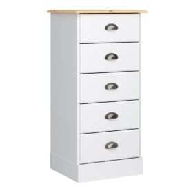 Nola Modern Design Chest of Drawer with 5 Drawers - White and Pine
