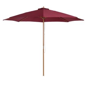 Bamboo Wooden Patio 6-ribs Sunshade Canopy 3m - Wine Red