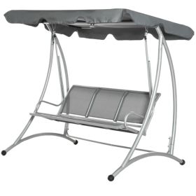 Metal Frame 3 Seater Swing Chair Bench - Grey