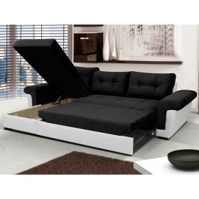 Luxury 3/4 Seater Fabric Sofabed X-Large - Black