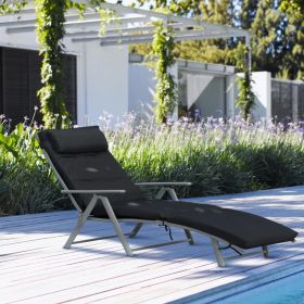 Steel Frame Foldable Design Sun Lounger with Cushion Pillow - Black