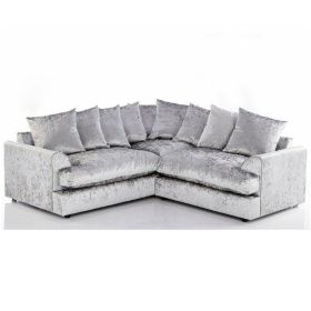 Classic Design Crushed Velvet Corner Sofa - Silver