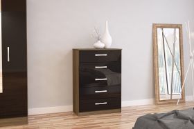 Lynx 5 Drawer Bedroom Chest - Walnut and Black