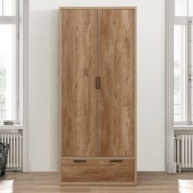 Birlea Stockwell 2-Door 1-Drawer Wardrobe - Rustic Oak