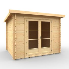 Purbeck Wooden 28MM Cabin Log Glazed Double Doors - 10x8Ft