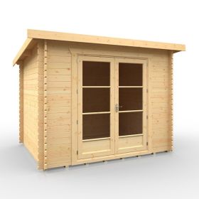 Purbeck Wooden 28MM Cabin Log Glazed Double Doors - 10x10Ft