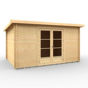 Purbeck Wooden 28MM Cabin Log Glazed Double Doors - 14x10Ft