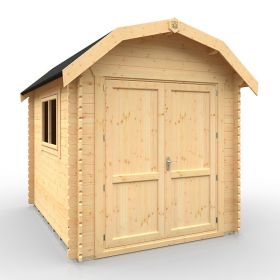 Chelsea Barn Style Double Door 28MM Cabin Log with Two Pane Windows - 10x8Ft