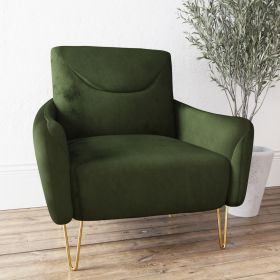 Stylish Hairpin Gold Legs Velvet Armchair - Green
