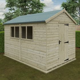 Newport Single Door Tanalised Apex Shed with Windows - 12 x 8Ft