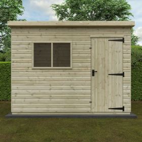 Ashford Single Door Tanalised Pent Shed with Windows - 10 x 6Ft