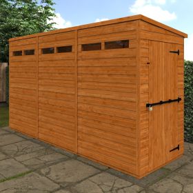 Hythe Single Door Security Pent Shed with Windows - 12 x 4Ft