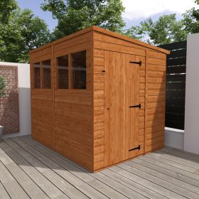 Preston Single Door Pent Shed with Fixed Windows - 8 x 6Ft