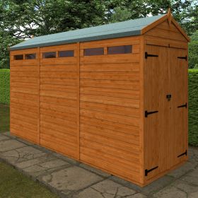 Dartford Double Door Security Apex Shed with Fixed Windows - 12 x 4Ft