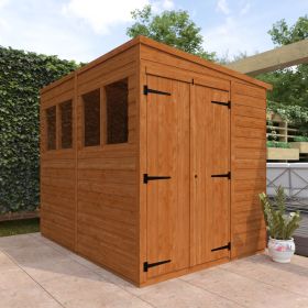 Melton Double Door Pent Shed with Fixed Glass WIndows - 8 x 6Ft
