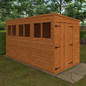 Melton Double Door Pent Shed with Fixed Glass WIndows - 12 x 6Ft