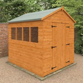 Lincoln Shiplap Fixed Windows Heavy Duty Workshop Shed - 8 x 7Ft