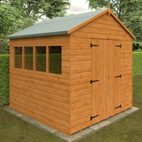 Lincoln Shiplap Fixed Windows Heavy Duty Workshop Shed - 8 x 8Ft