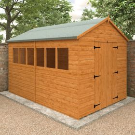 Hambleton Heavyweight Double Door XL Workshop Shed with Fixed Windows - 12 X 8FT