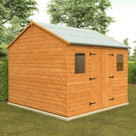 Ripon Large Full Height Double Doors Apex Shed with Fixed Windows - 10 x 10Ft