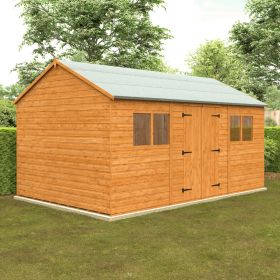 Ripon Large Full Height Double Doors Apex Shed with Fixed Windows - 16 x 10Ft