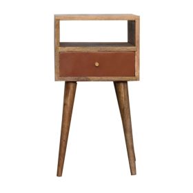 Solid Oak Mini Hand Painted Bedside with Drawer - Brick Red