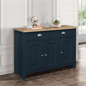 Contemporary Style Oak Top 3 Door Sideboard with 2 Drawers - Navy Blue