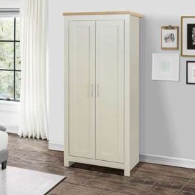 Classic Design Oak Top 2 Door Wardrobe - Cream