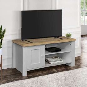 Modern Design Oak Top Single Door Corner Small Tv Table - Grey