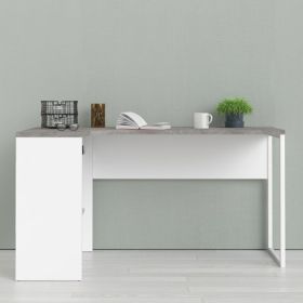 Milton 2 Drawers Corner Computer Desk - White and Grey