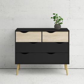 Doncaster 4 Drawers Chest of Drawer - Black and Oak