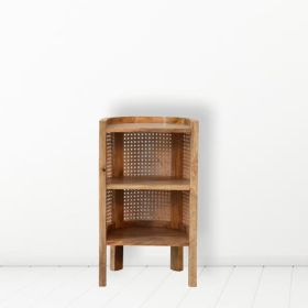 Rattan Design Larissa Bedside Table with 2 Open Drawers - Oak