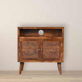 Versatile Style 2 Door Cabinet with Open Shelf - Chestnut