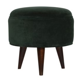 Nordic Style Upholstered Velvet Footstool - Emerald Green