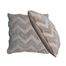 2 Pcs Zig Zag Design Rectangle Cushion - Grey