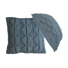 2Pc Woven Design Cotton Blended Cushion - Blue