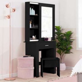 Evelyn Sliding Mirror Dressing Table with Drawer - Black
