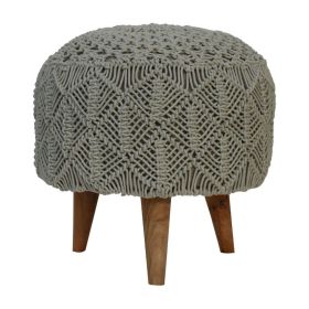Nordic Style Legs Cotton Cover Footstool - Sea Green