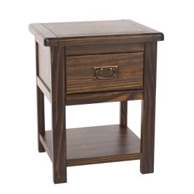 Antique Design 1 Drawer Bedside Table - Dark Brown