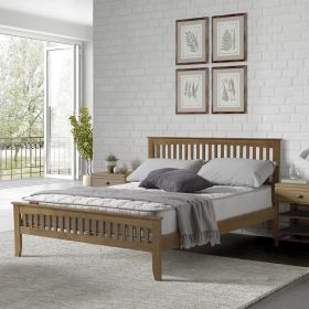 Classic Design Sandhurst Solid Pine Wood Bed Frame, Oak - Kingsize 5ft