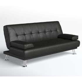 Black Faux Leather 3 Seater Recliner Sofabed
