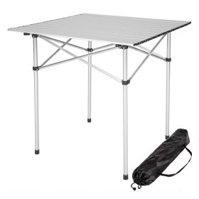 Foldable Aluminium Portable Camping Roll Top Table 70c70 - Silver