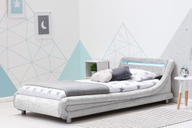 Belona Silver Crushed Velvet Bed Frame With LED - Single 3ft